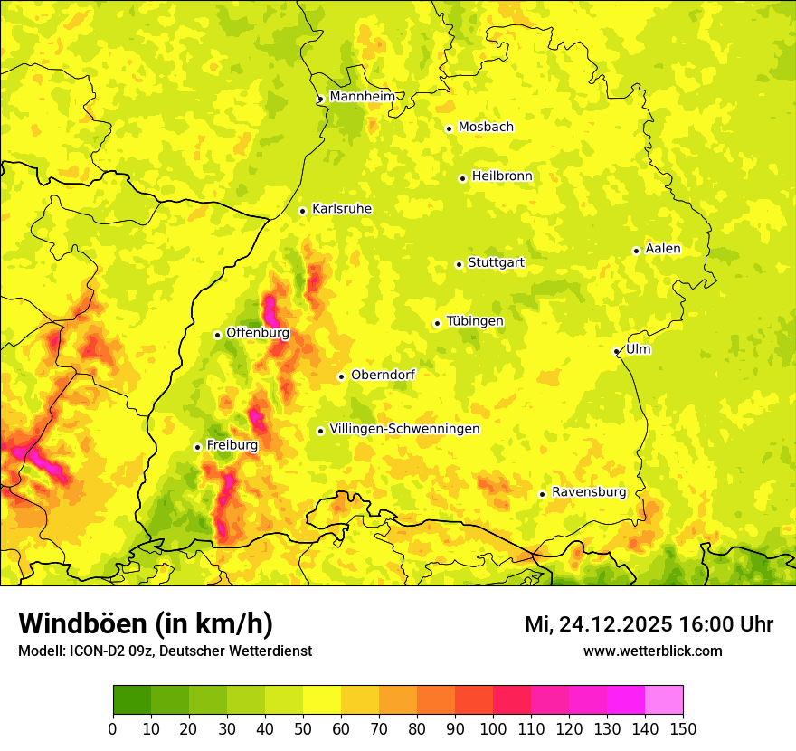 Modellkarten Windgeschwindigkeit