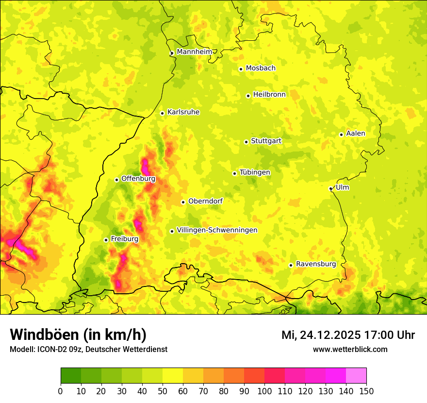 Modellkarten Windgeschwindigkeit
