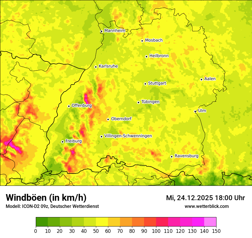 Modellkarten Windgeschwindigkeit