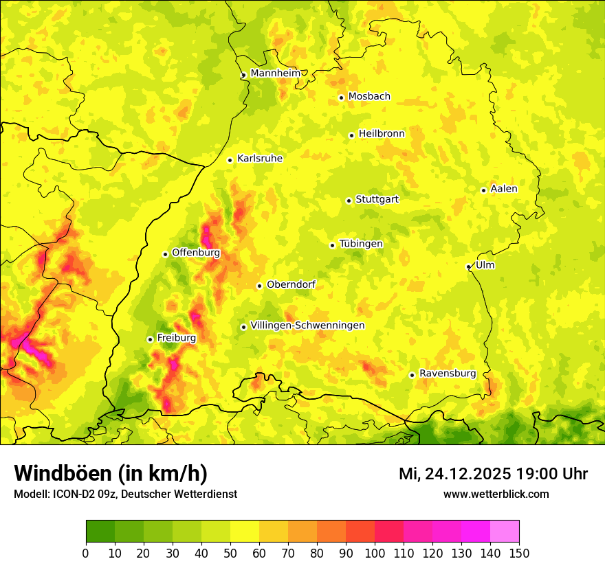 Modellkarten Windgeschwindigkeit