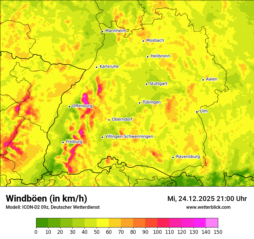 Modellkarten Windgeschwindigkeit