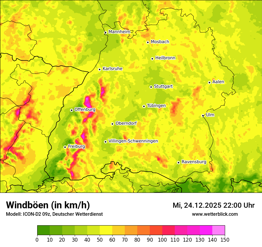 Modellkarten Windgeschwindigkeit