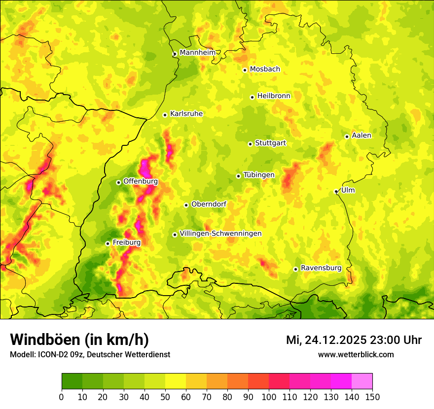 Modellkarten Windgeschwindigkeit