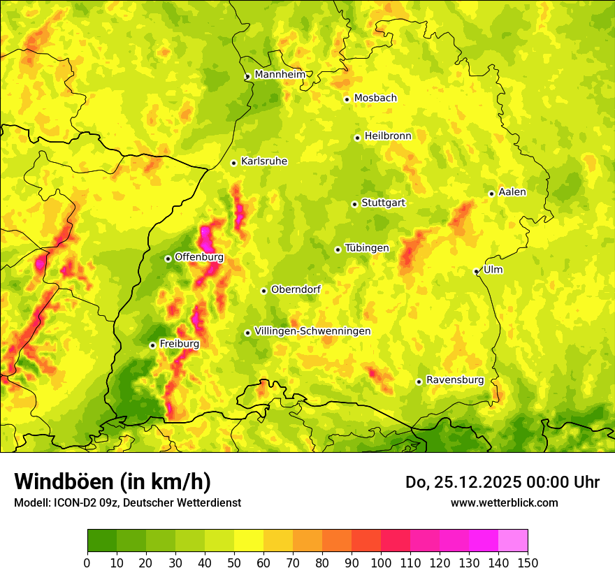 Modellkarten Windgeschwindigkeit