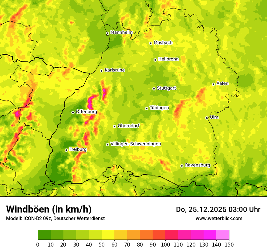 Modellkarten Windgeschwindigkeit