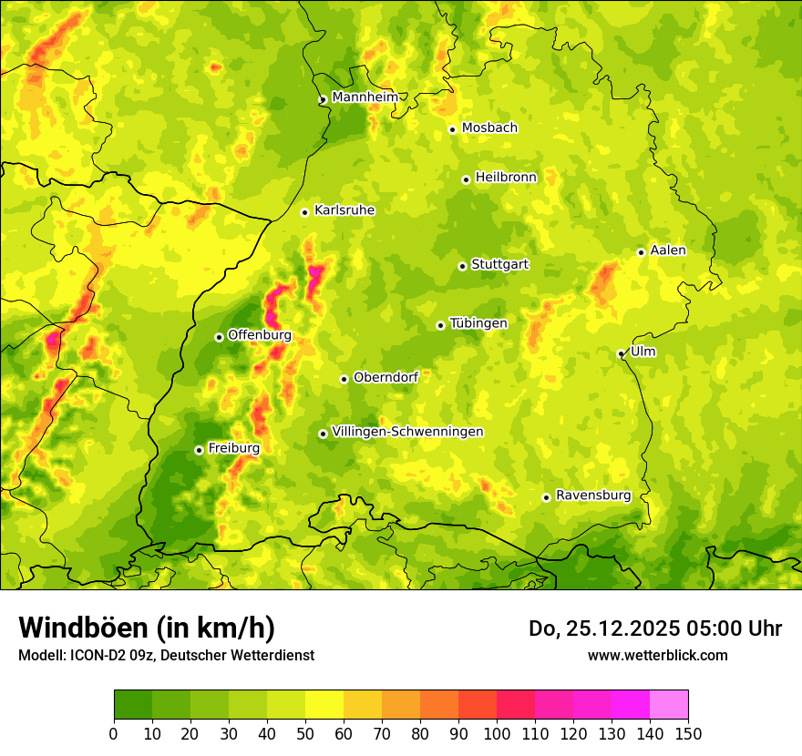Modellkarten Windgeschwindigkeit