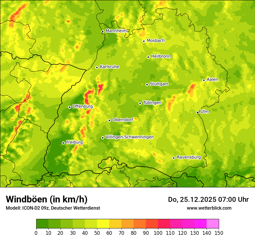 Modellkarten Windgeschwindigkeit