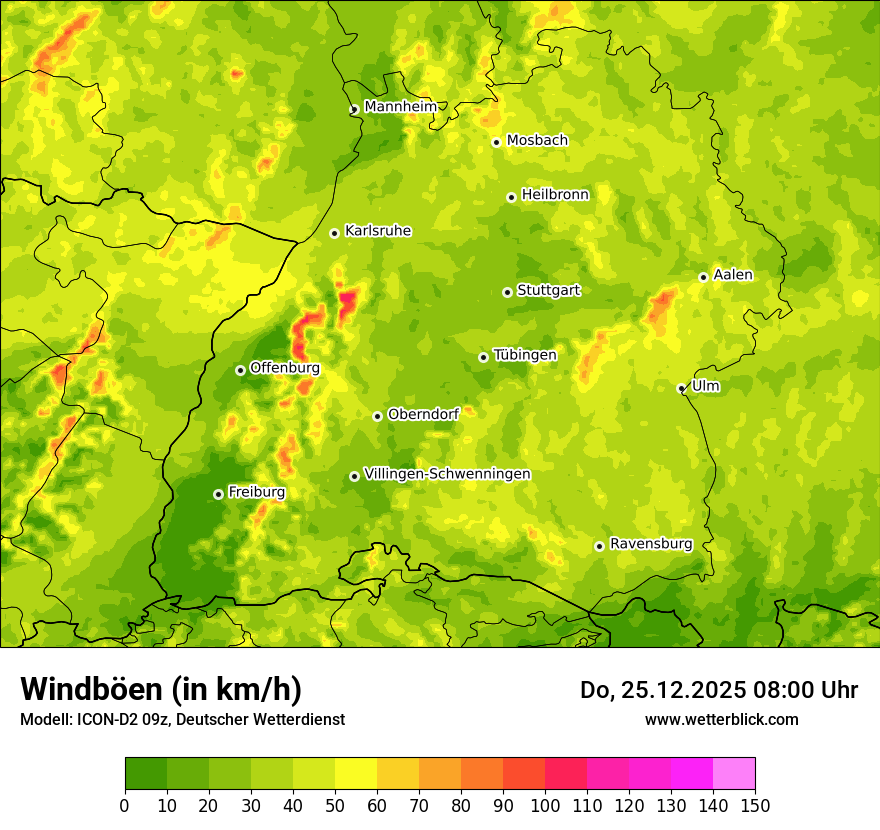 Modellkarten Windgeschwindigkeit