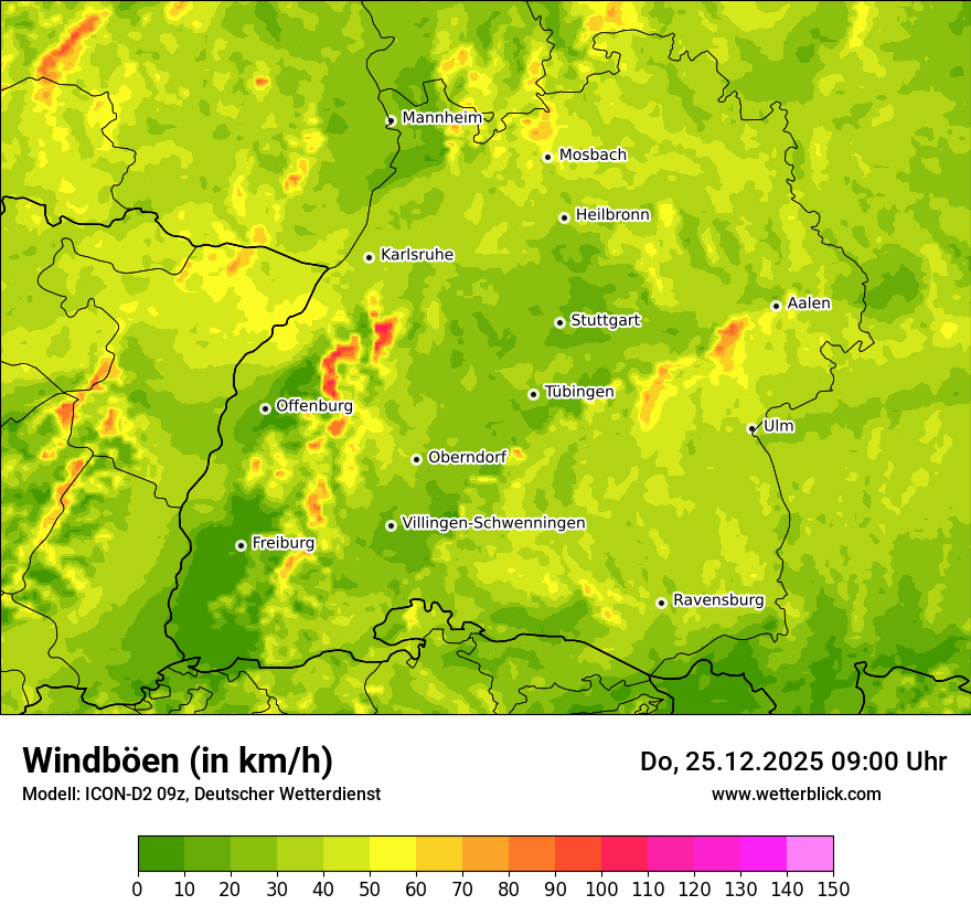 Modellkarten Windgeschwindigkeit