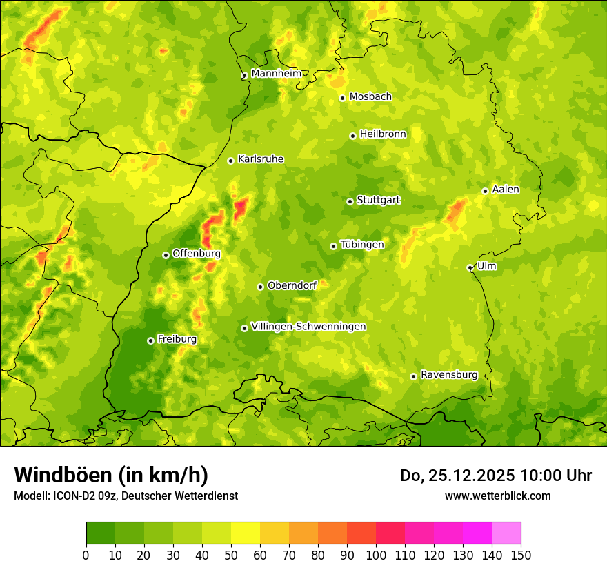 Modellkarten Windgeschwindigkeit