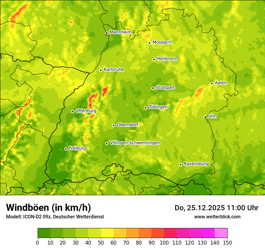 Modellkarten Windgeschwindigkeit