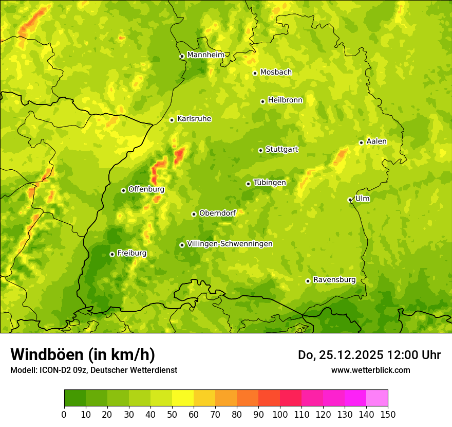 Modellkarten Windgeschwindigkeit