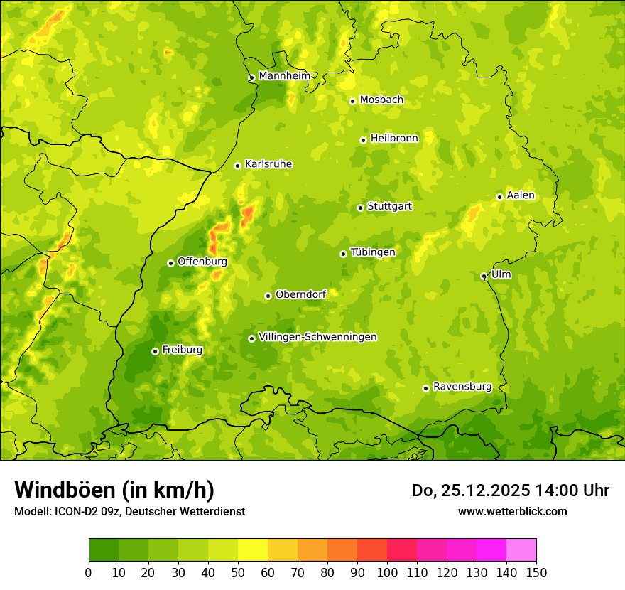 Modellkarten Windgeschwindigkeit