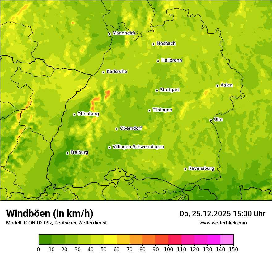 Modellkarten Windgeschwindigkeit
