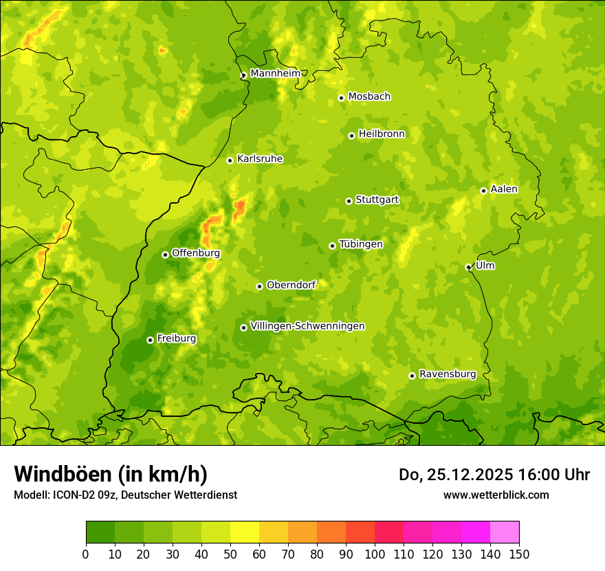 Modellkarten Windgeschwindigkeit