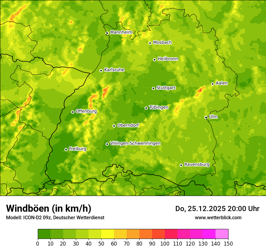 Modellkarten Windgeschwindigkeit