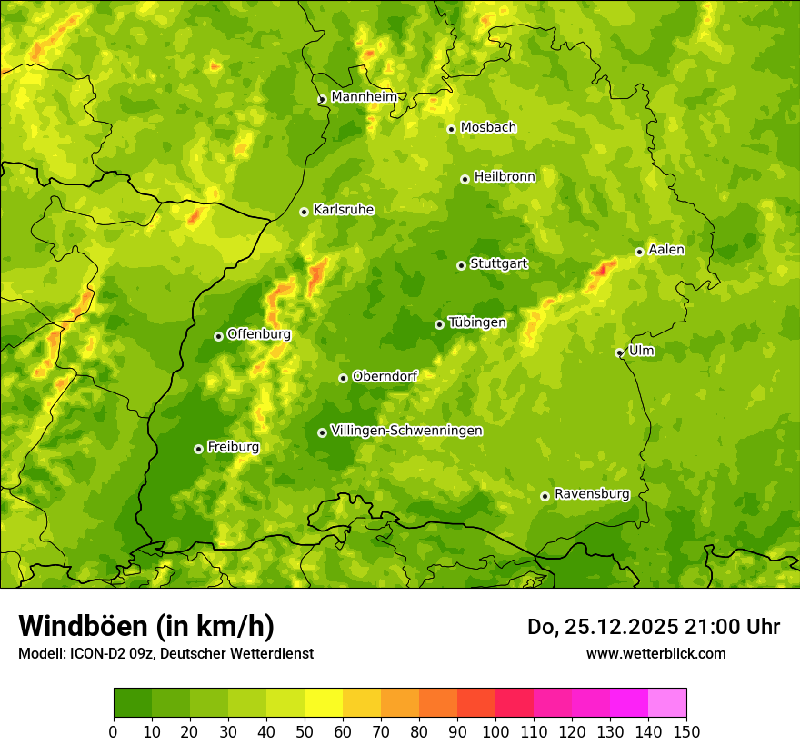 Modellkarten Windgeschwindigkeit