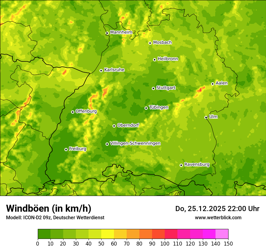 Modellkarten Windgeschwindigkeit