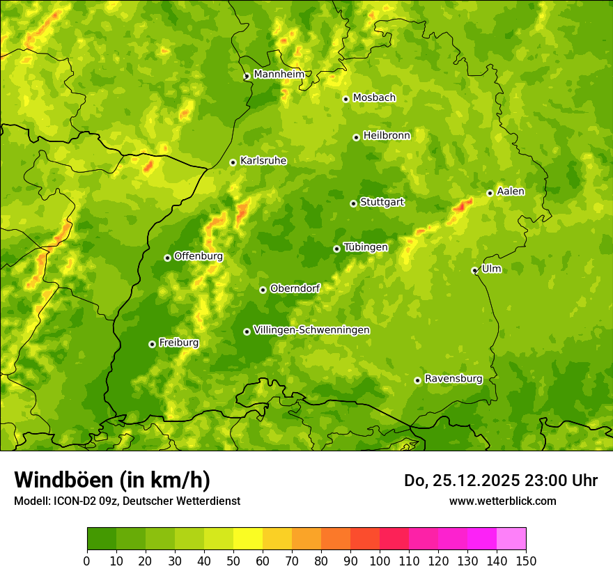 Modellkarten Windgeschwindigkeit