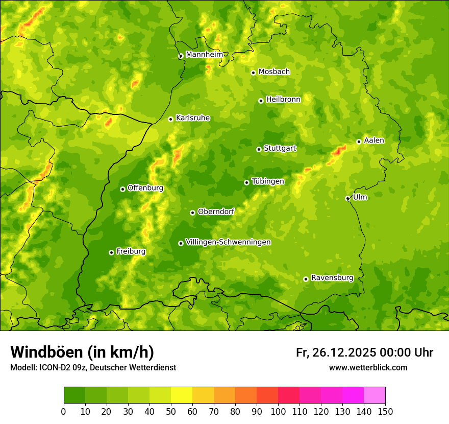 Modellkarten Windgeschwindigkeit