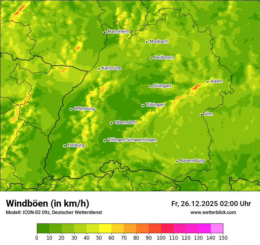 Modellkarten Windgeschwindigkeit