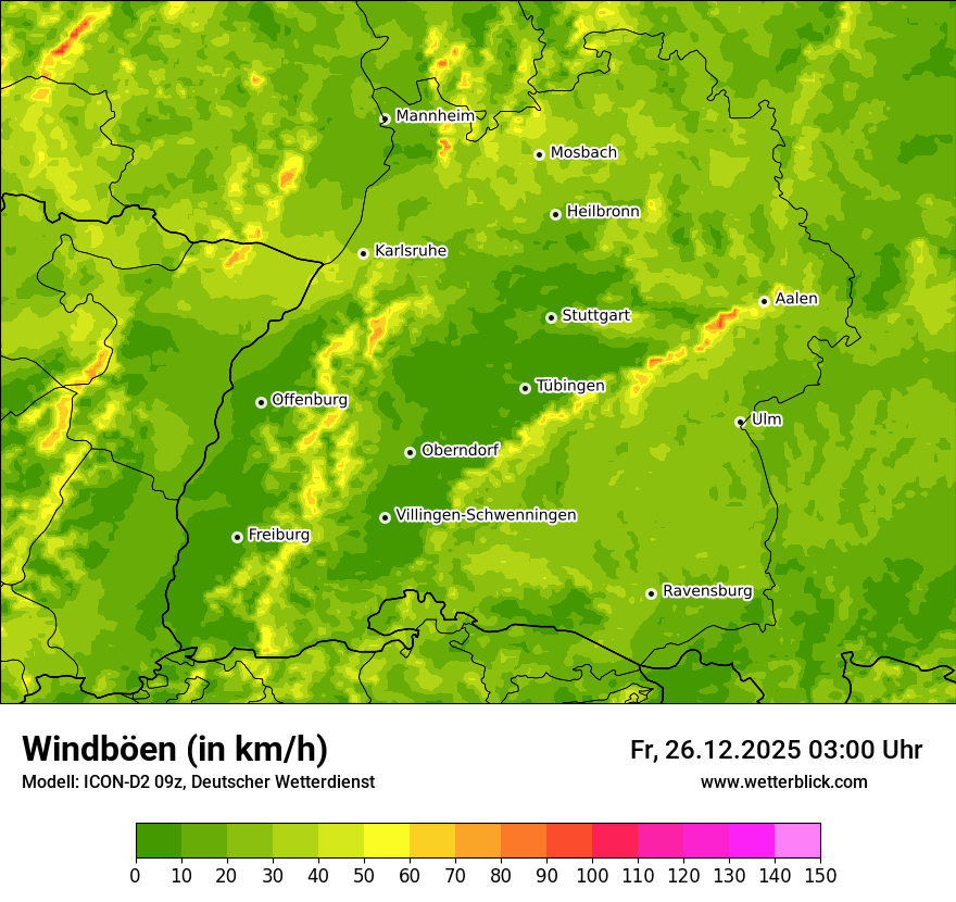Modellkarten Windgeschwindigkeit
