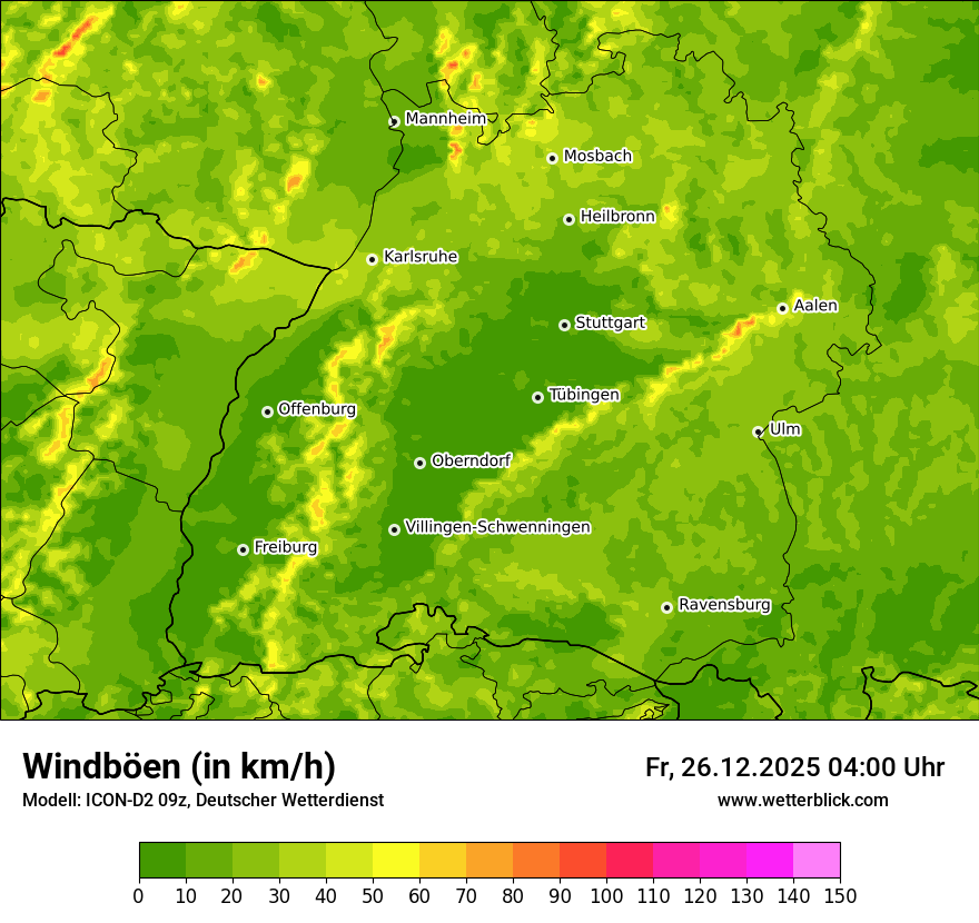 Modellkarten Windgeschwindigkeit