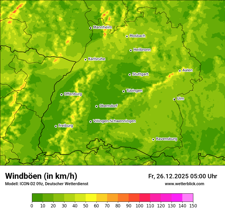 Modellkarten Windgeschwindigkeit