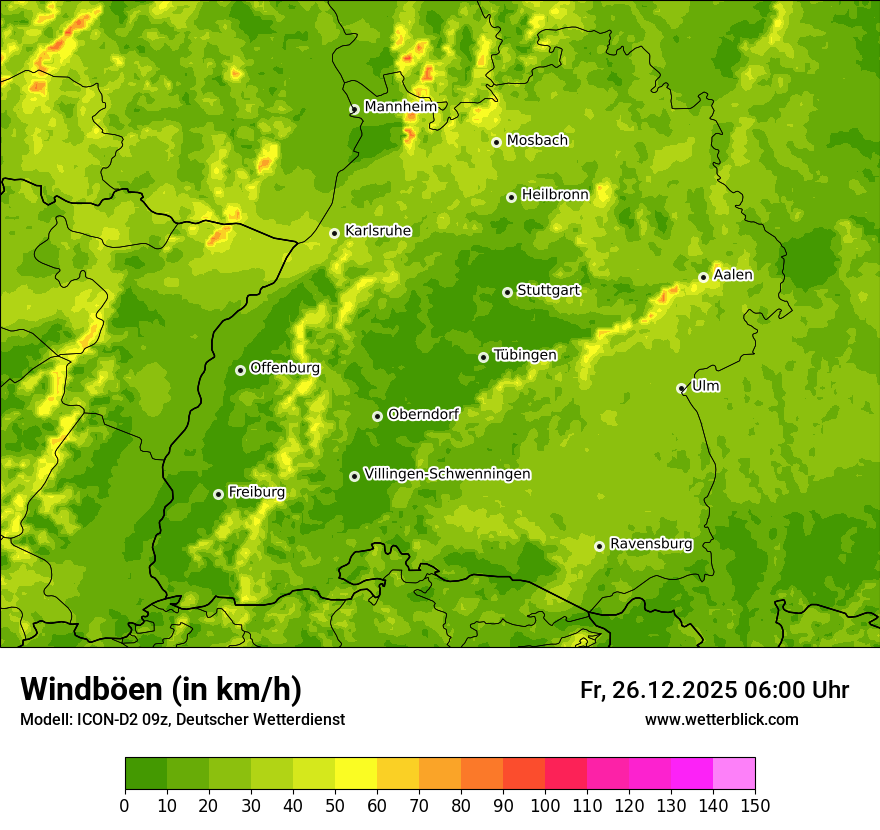Modellkarten Windgeschwindigkeit