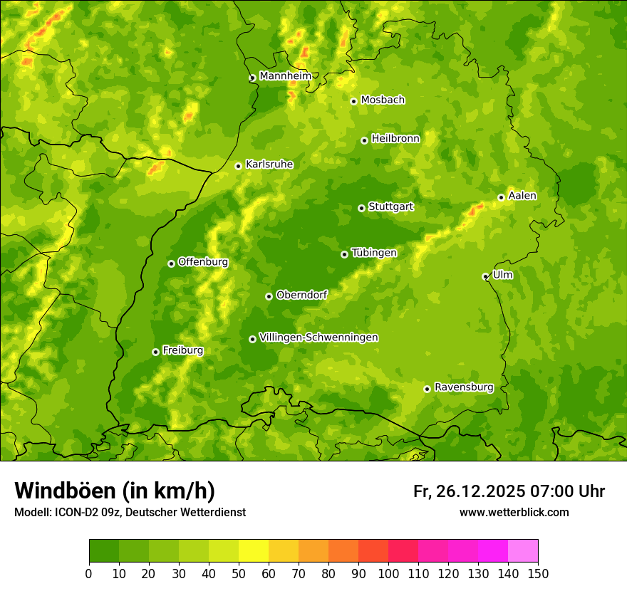 Modellkarten Windgeschwindigkeit