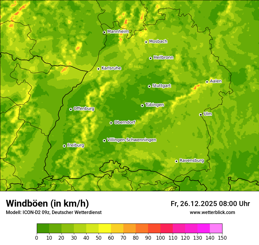 Modellkarten Windgeschwindigkeit