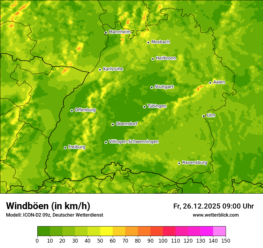 Modellkarten Windgeschwindigkeit