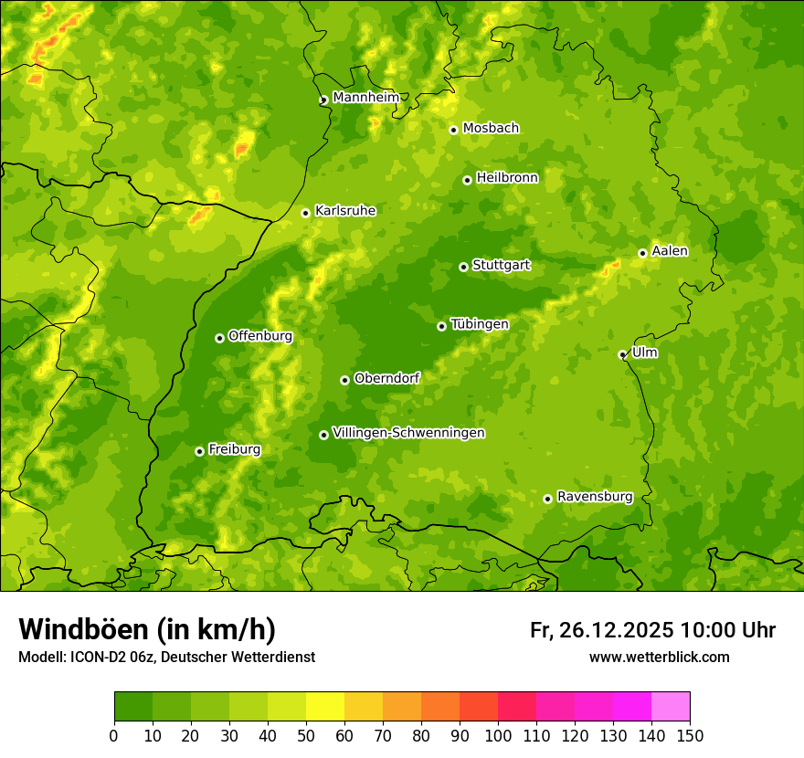 Modellkarten Windgeschwindigkeit