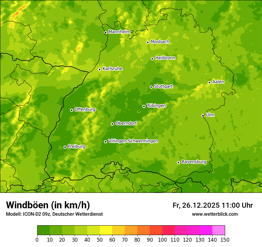 Modellkarten Windgeschwindigkeit