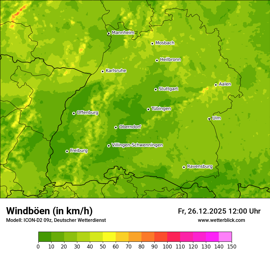 Modellkarten Windgeschwindigkeit