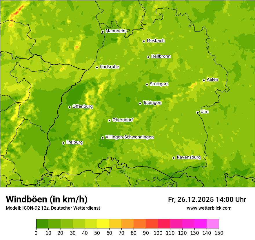 Modellkarten Windgeschwindigkeit