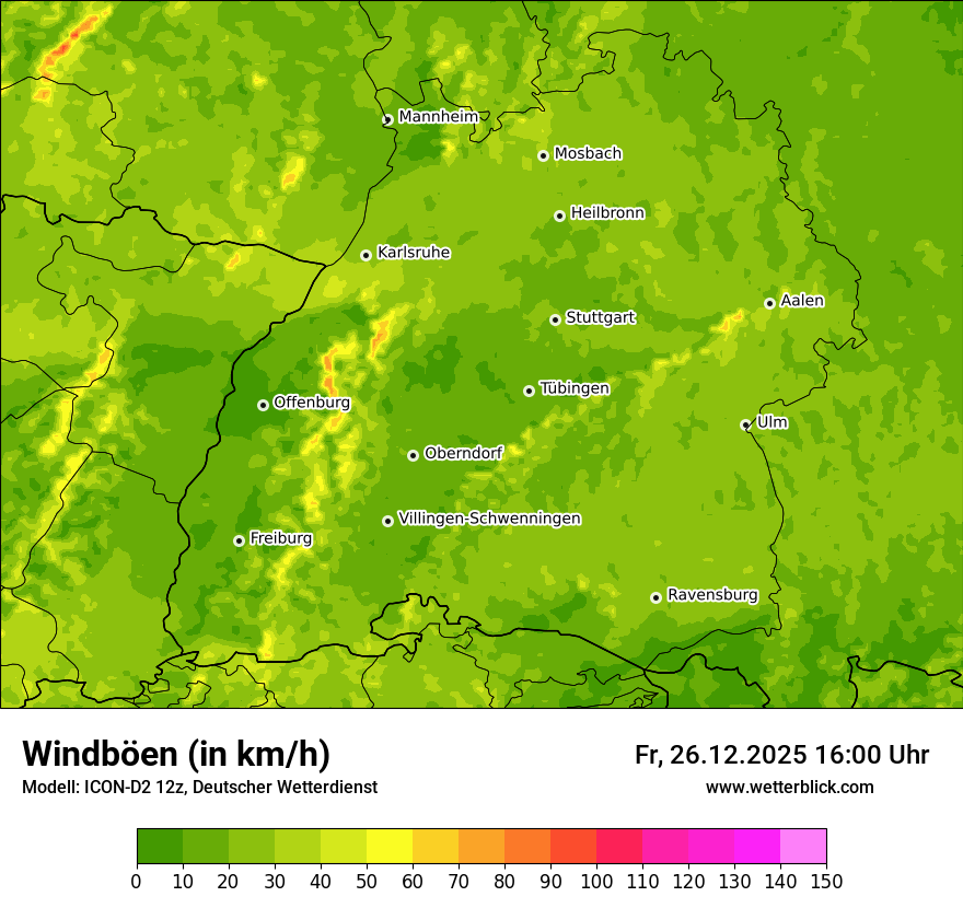 Modellkarten Windgeschwindigkeit