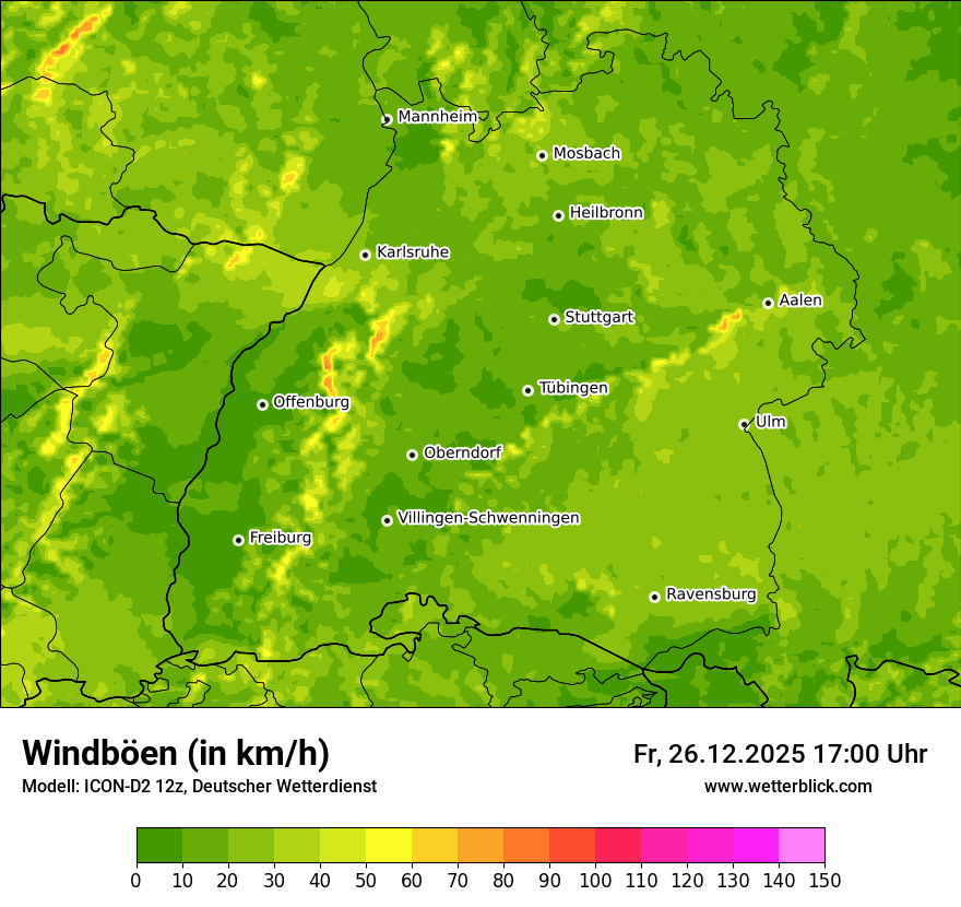 Modellkarten Windgeschwindigkeit