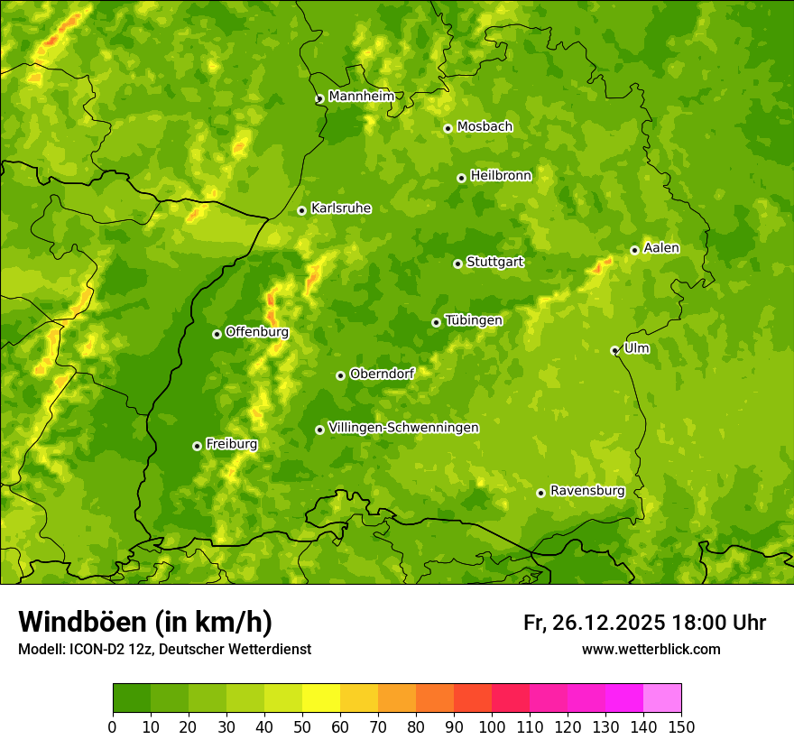 Modellkarten Windgeschwindigkeit