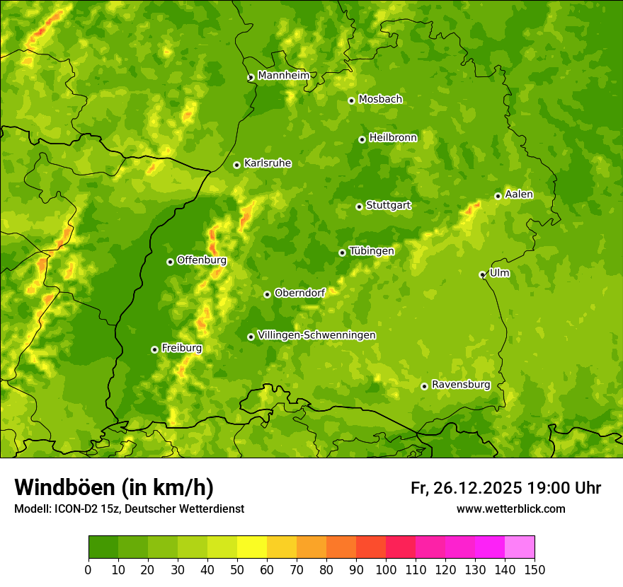 Modellkarten Windgeschwindigkeit