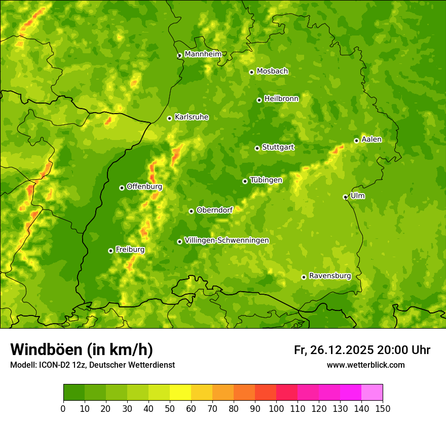 Modellkarten Windgeschwindigkeit