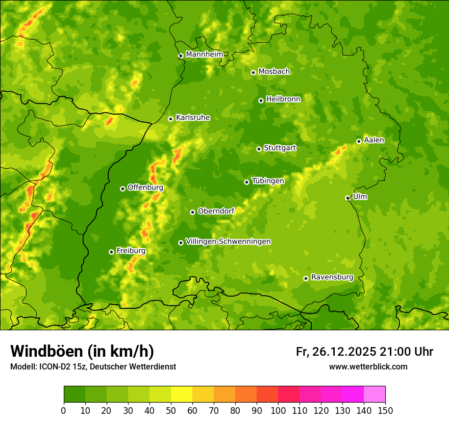 Modellkarten Windgeschwindigkeit