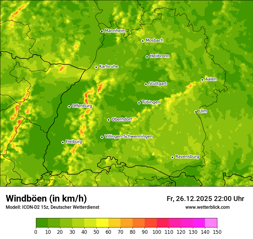 Modellkarten Windgeschwindigkeit