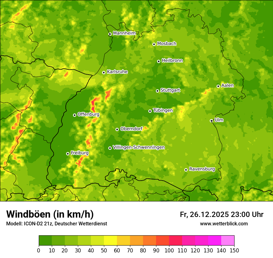 Modellkarten Windgeschwindigkeit