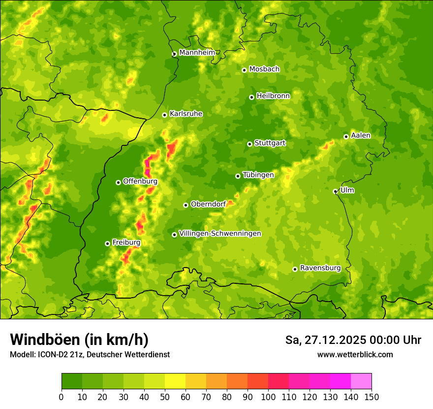 Modellkarten Windgeschwindigkeit