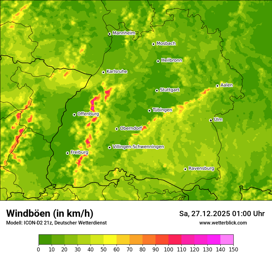 Modellkarten Windgeschwindigkeit
