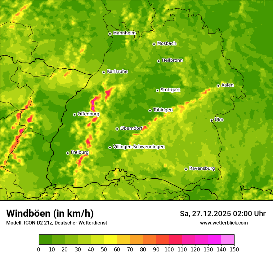 Modellkarten Windgeschwindigkeit