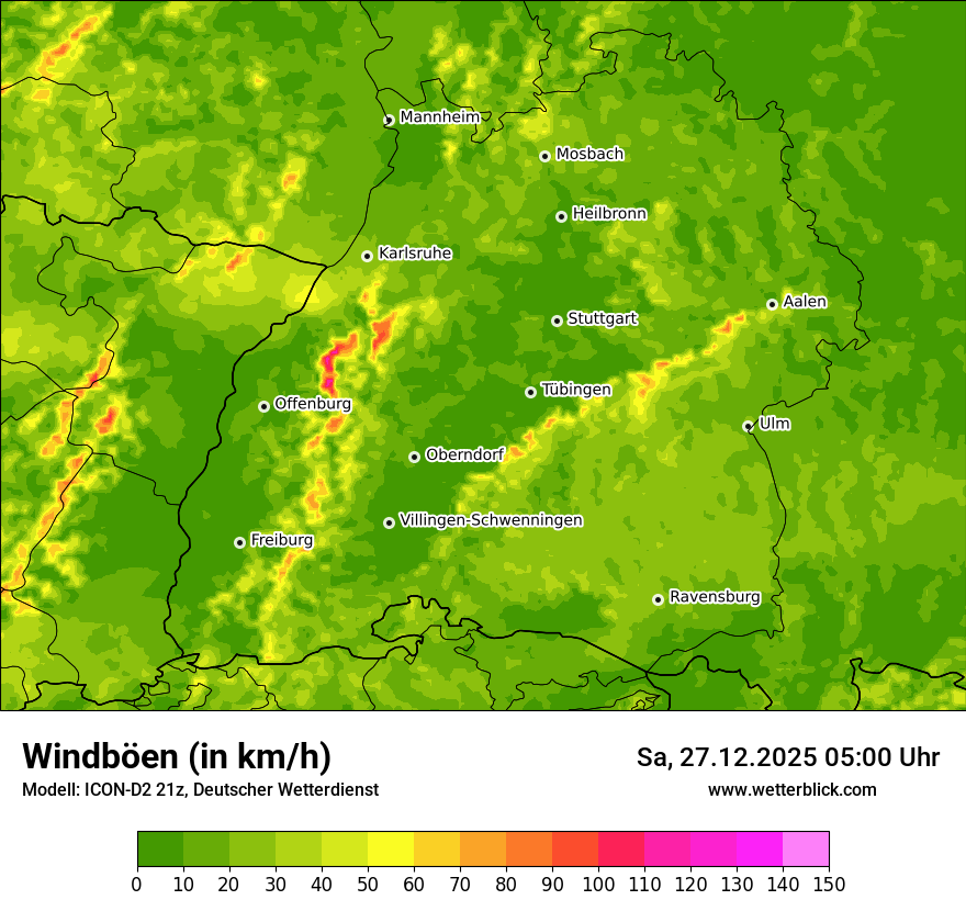 Modellkarten Windgeschwindigkeit