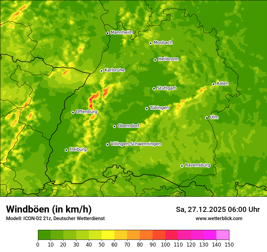 Modellkarten Windgeschwindigkeit