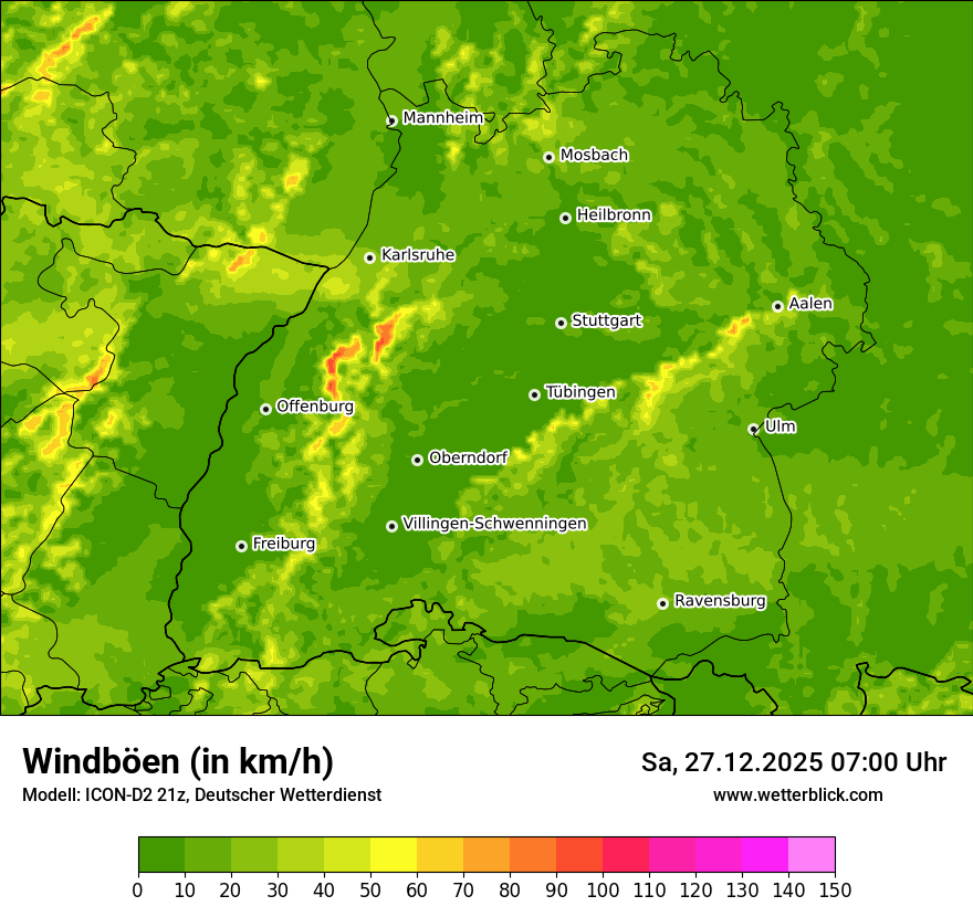 Modellkarten Windgeschwindigkeit